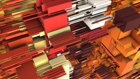 Abstract 3D rendering cubes and electronic shapes. Stock Illustration