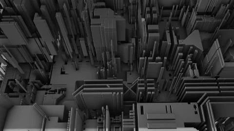 Abstract 3D rendering cubes and electronic shapes. 스톡 일러스트