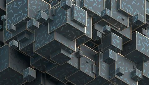 Abstract 3D Rendering of Cubes Stock-Illustration