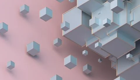 Abstract 3D Rendering of Cubes Illustrazione stock