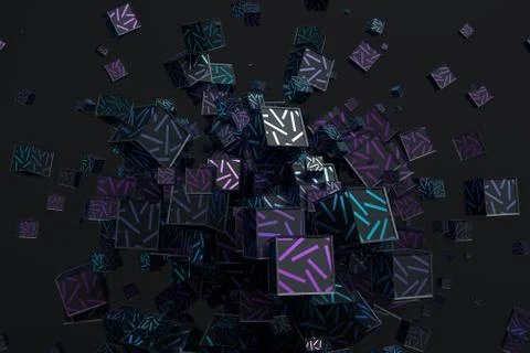Abstract 3D Rendering of Cubes Stock-Illustration