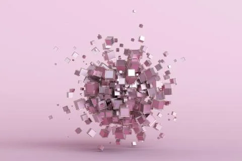 Abstract 3D Rendering of Cubes Stock-Illustration