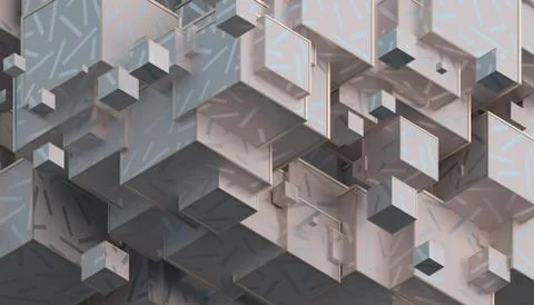 Abstract 3D Rendering of Cubes Illustrazione stock