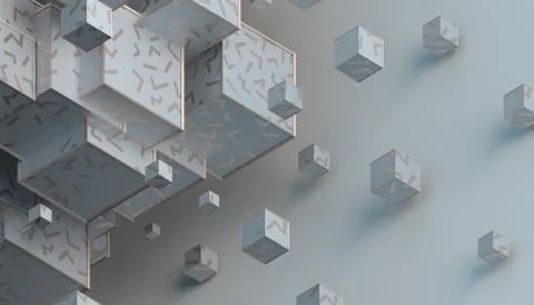 Abstract 3D Rendering of Cubes Stock-Illustration