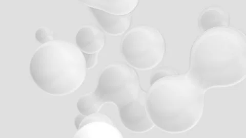 Abstract 3D rendering deformed white Metaballs Stock Illustration