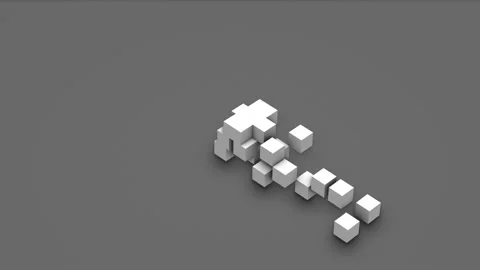 Abstract 3d rendering of divergent and convergent cube shape in isometric view Stock Footage 239652932