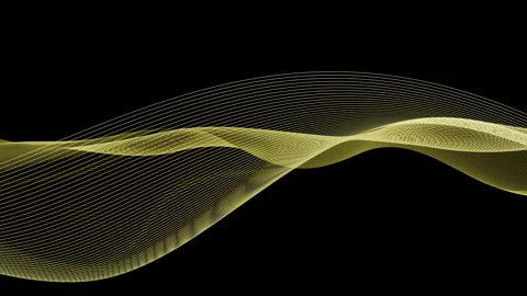 Abstract 3D rendering of elegant golden wireframe wave flowing loop Stock Footage 340232347