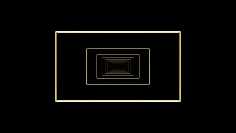 Abstract 3D rendering of elegant thin golden rectangular lines tunnel loop Stock Footage 340246475