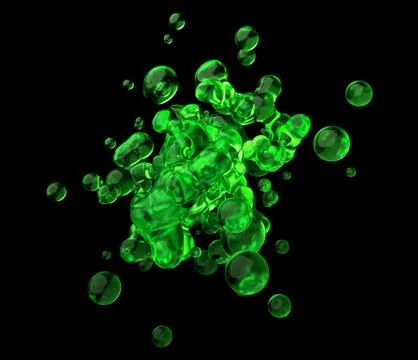 Abstract 3D Rendering of Flying Liquid. Stock-Illustration