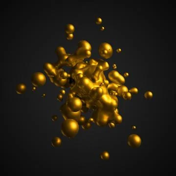 Abstract 3D Rendering of Flying Liquid. Illustrazione stock