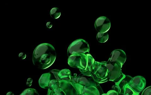 Abstract 3D Rendering of Flying Liquid. Stock Illustration