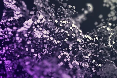 Abstract 3D Rendering of Flying Particles. Stock Illustration