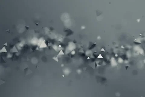 Abstract 3D Rendering of Flying Polygonal Shapes Stock-Illustration