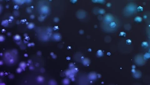 Abstract 3D Rendering of Flying Polygonal Spheres Stock Illustration