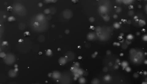 Abstract 3D Rendering of Flying Polygonal Spheres Illustrazione stock