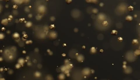 Abstract 3D Rendering of Flying Polygonal Spheres Illustrazione stock