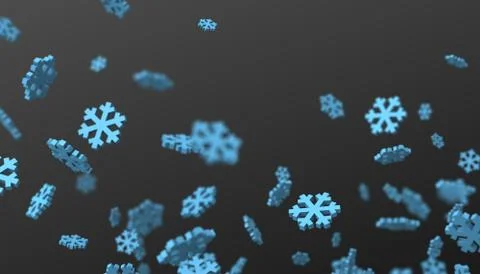 Abstract 3D Rendering of Flying Snowflakes Stock-Illustration