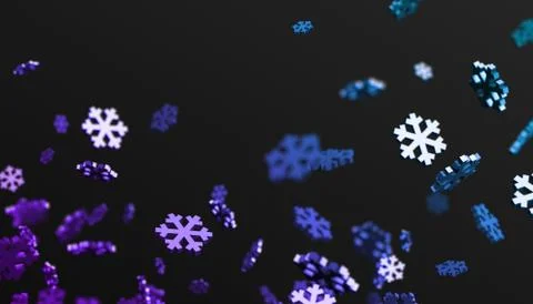 Abstract 3D Rendering of Flying Snowflakes Illustrazione stock