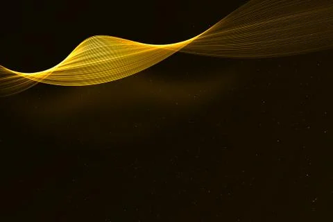 Abstract 3D rendering frame digital glitter sparks golden particles with wave Stock Illustration