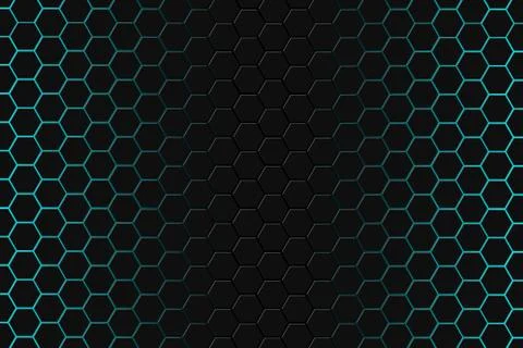 Abstract 3d rendering of futuristic surface with hexagons. dark green sci-fi  Ilustração Stock