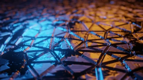 Abstract 3D rendering of futuristic triangular geometric low-poly hard surfac Video stock 134704933