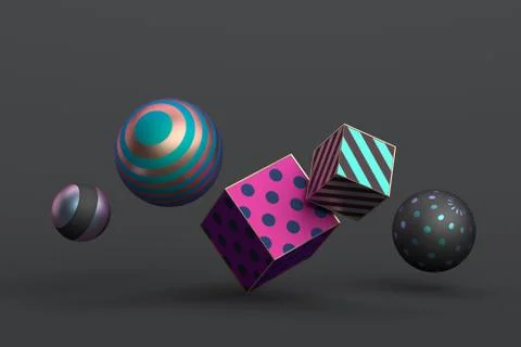 Abstract 3D Rendering of Geometric Shapes Stock Illustration