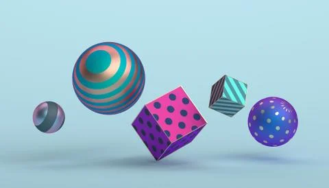 Abstract 3D Rendering of Geometric Shapes Stock Illustration