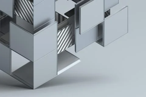 Abstract 3D Rendering of Geometric Shapes Stock Illustration