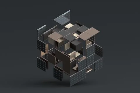 Abstract 3D Rendering of Geometric Shapes Illustrazione stock