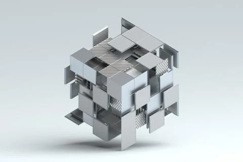 Abstract 3D Rendering of Geometric Shapes Stock Illustration