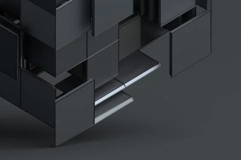 Abstract 3D Rendering of Geometric Shapes Stock Illustration