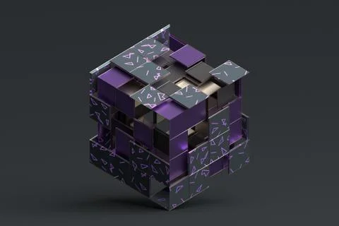 Abstract 3D Rendering of Geometric Shapes Stock Illustration