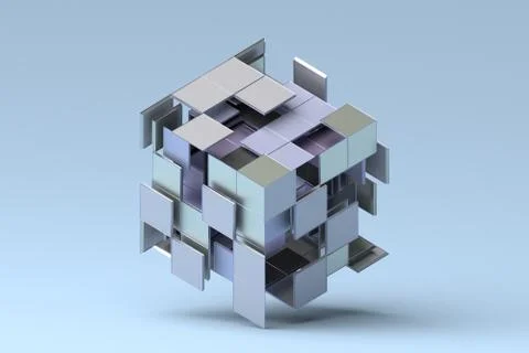 Abstract 3D Rendering of Geometric Shapes 스톡 일러스트