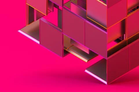 Abstract 3D Rendering of Geometric Shapes Stock Illustration