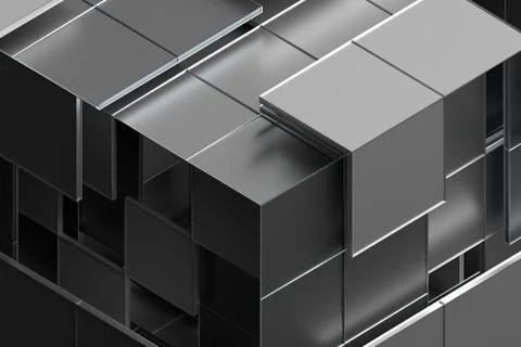 Abstract 3D Rendering of Geometric Shapes Illustrazione stock