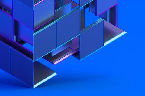 Abstract 3D Rendering of Geometric Shapes Stock-Illustration