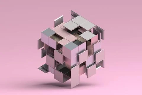 Abstract 3D Rendering of Geometric Shapes Stock Illustration