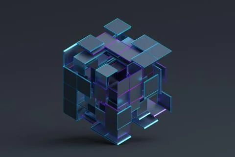 Abstract 3D Rendering of Geometric Shapes Stock Illustration