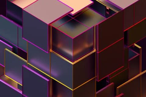 Abstract 3D Rendering of Geometric Shapes Illustrazione stock