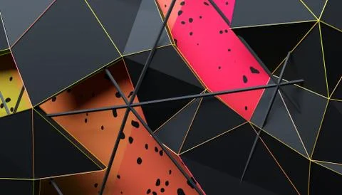 Abstract 3D Rendering of Geometric Surface Stock Illustration