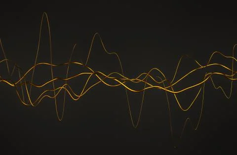 Abstract 3D Rendering of Glossy Wavy Lines. Illustrazione stock
