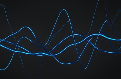 Abstract 3D Rendering of Glossy Wavy Lines. Stock-Illustration