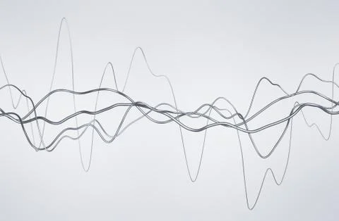 Abstract 3D Rendering of Glossy Wavy Lines. Illustrazione stock