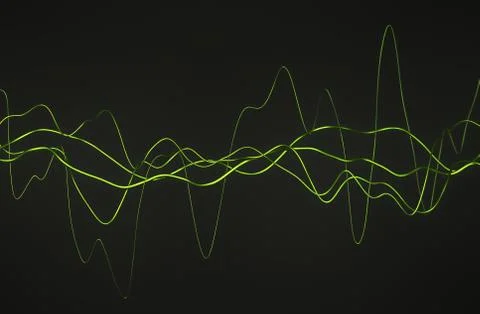 Abstract 3D Rendering of Glossy Wavy Lines. Stock Illustration