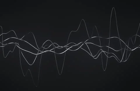 Abstract 3D Rendering of Glossy Wavy Lines. Illustrazione stock