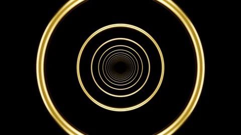 Abstract 3D rendering of golden Circle tunnel moving forward loop 動画素材 340245372