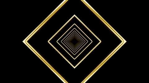 Abstract 3D rendering of golden Square tunnel moving forward loop Stock Footage 340245652