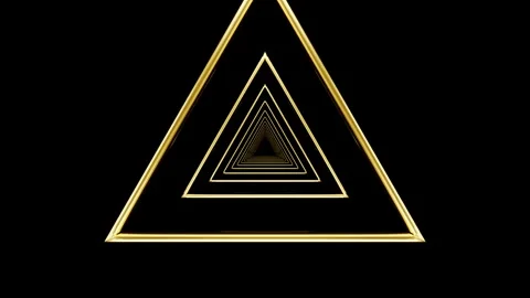 Abstract 3D rendering of golden Triangle tunnel moving forward loop Stock Footage 340245084