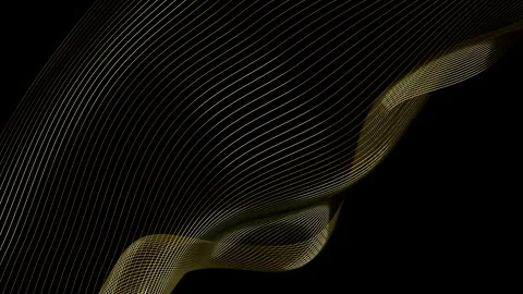 Abstract 3D rendering of golden wireframe data stream flowing loop Stock Footage 340242904