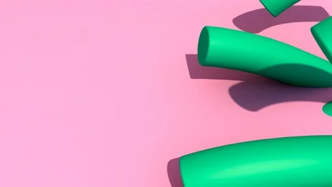 Abstract 3D rendering of green geometric worms diving in wavy motion and swim Stock Footage 103302886